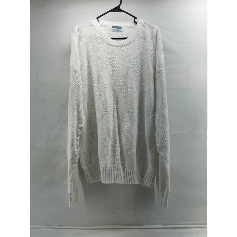 Vintage White cotton sweater roughly XL cotton blend preppy
